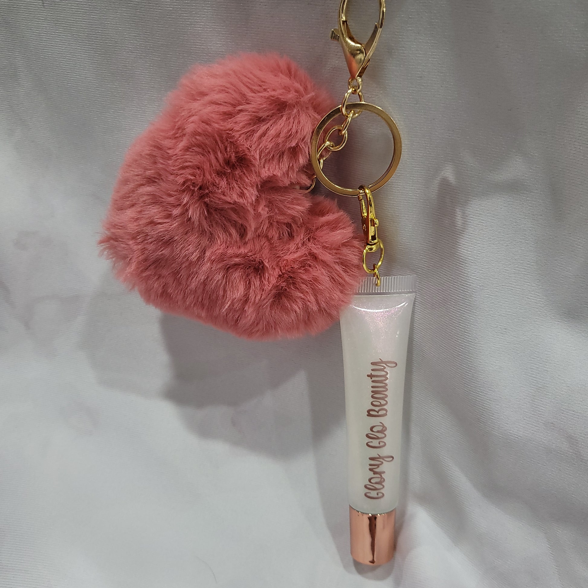 Initial Lip Gloss Keychain - Pink, S